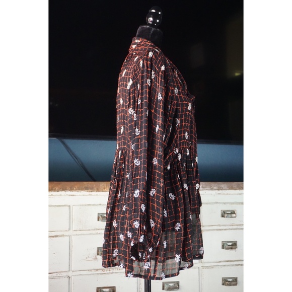 Anthropologie Elysia Embroidered Tie Blouse New S - Picture 3 of 12